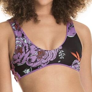 Maaji lavender and black reversible floral sporty bikini top